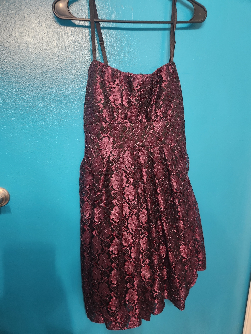 Studio Y Black and Deep Purple Lace Party Dress